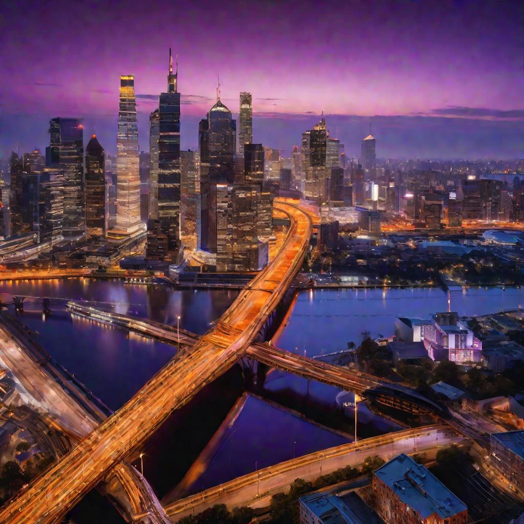 3389307 Вид города в сумерках