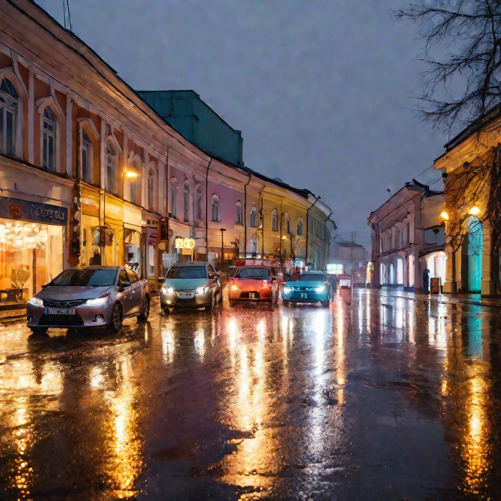 3357318 Улица Томска в дождливый вечер