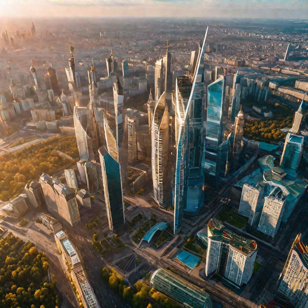 3454319 Вид Москвы сверху летним утром